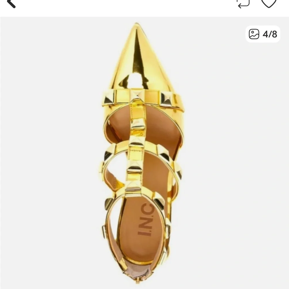 INC International Concepts Metallic Gold Studded Heels - Picture 4 of 5